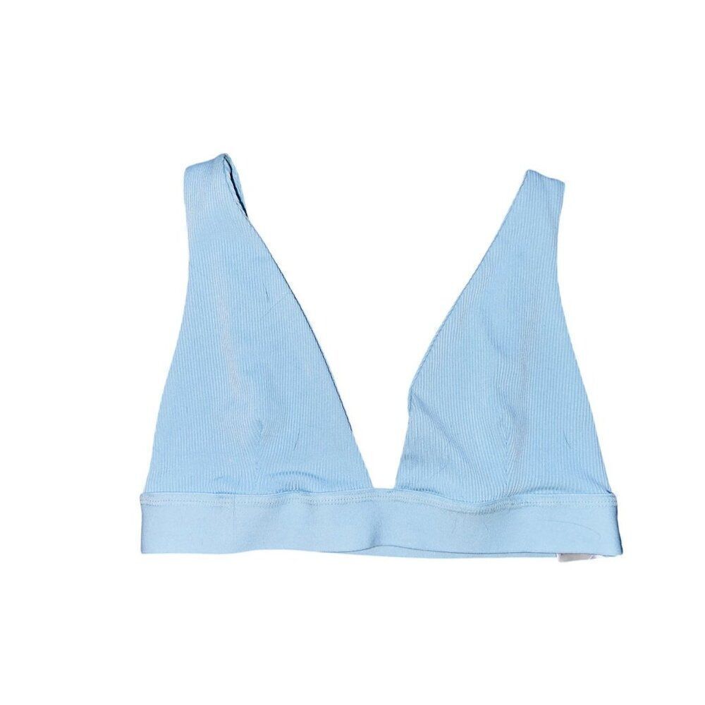 FB10 Light Blue Ribbed Bralette Rivir Womens Made USA Small